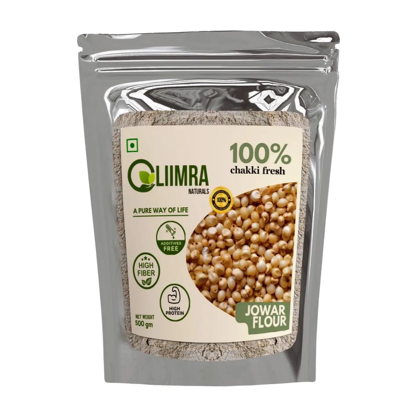 Liimra Naturals Sorghum Jowar Millet Flour - High Fiber, Protein-Packed, Low GI, Gluten-Free , Mineral Rich, 100% Chakki Fresh Flour (500 Gram) Liimra Naturals